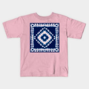 Blue and Pink Tie Dye Diamond Pattern Kids T-Shirt